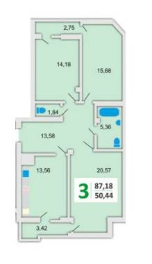 3-комнатная 87.18 м² в ЖК на ул. Инструментальная, 49 от застройщика, Львов