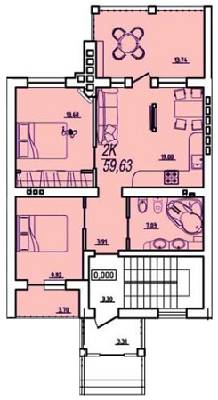 2-кімнатна 59.63 м² в ЖК Материк від забудовника, смт Великодолинське