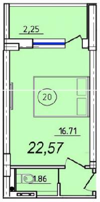 1-кімнатна 22.57 м² в ЖК Eco Solaris від 15 930 грн/м², с. Крижанівка