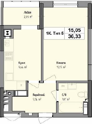 1-кімнатна 36.33 м² в ЖК Чорновола від забудовника, м. Вишневе