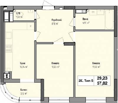 2-кімнатна 57.82 м² в ЖК Чорновола від забудовника, м. Вишневе