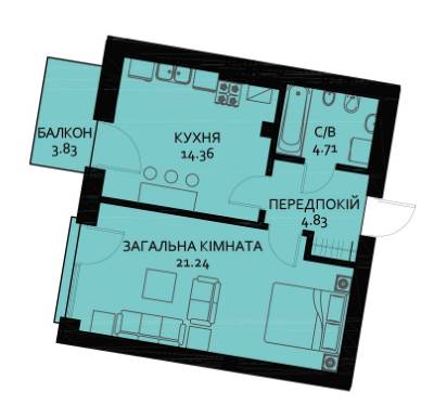 1-кімнатна 46.06 м² в ЖБ Вілла Швейцарія від 35 680 грн/м², Львів