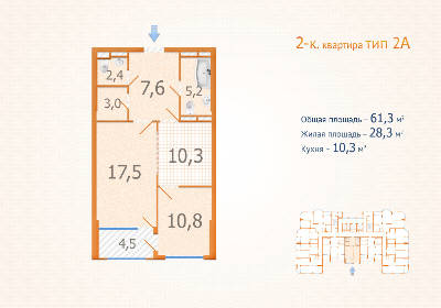 2-кімнатна 61.3 м² в ЖК Авангард від забудовника, Київ