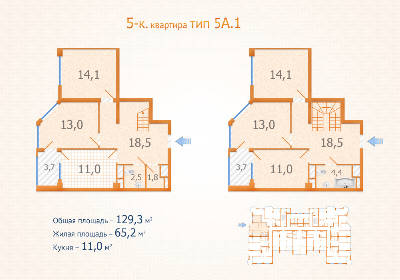 5+ кімнат 129.3 м² в ЖК Авангард від забудовника, Київ