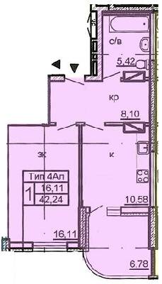 1-кімнатна 42.24 м² в ЖК на вул. Крушельницької, 13, 15, 15А, 15Б, 15В від 18 700 грн/м², Київ