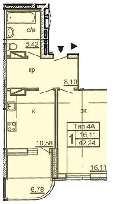 1-кімнатна 42.24 м² в ЖК на вул. Крушельницької, 13, 15, 15А, 15Б, 15В від 18 700 грн/м², Київ