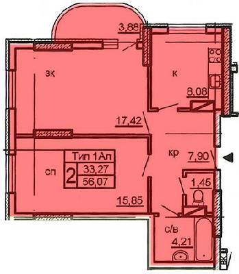 2-кімнатна 56.07 м² в ЖК на вул. Крушельницької, 13, 15, 15А, 15Б, 15В від 18 500 грн/м², Київ