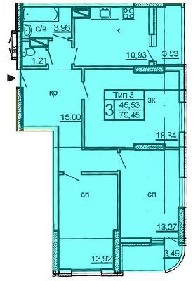 3-кімнатна 79.45 м² в ЖК на вул. Крушельницької, 13, 15, 15А, 15Б, 15В від 18 300 грн/м², Київ