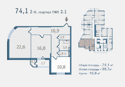 2-кімнатна 74.1 м² в ЖК Старокиївський від забудовника, Київ