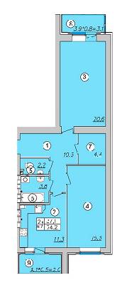 2-кімнатна 74.3 м² в ЖК Шоколад від забудовника, Київ
