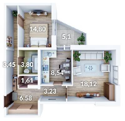 2-кімнатна 61.86 м² в ЖК АТЛАНТ (Коцюбинське) від 14 500 грн/м², смт Коцюбинське