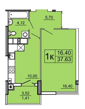 1-кімнатна 37.63 м² в ЖК на вул. Лукаша, 2 від забудовника, Львів