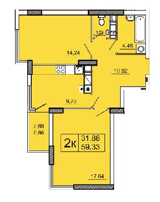 2-кімнатна 59.33 м² в ЖК на вул. Лукаша, 2 від забудовника, Львів