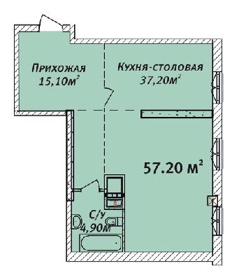 1-кімнатна 57.2 м² в ЖК Будинок на Осіпова від забудовника, Одеса