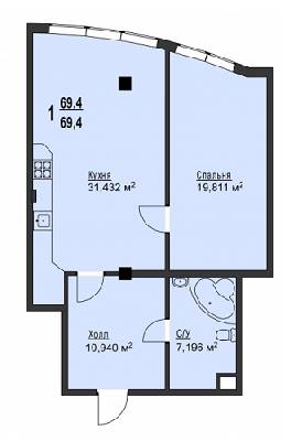 1-кімнатна 69.4 м² в ЖК Фаворит від 39 500 грн/м², Харків