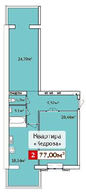 2-комнатная 77 м² в ЖК ForRest от застройщика, Хмельницкий