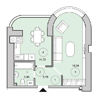 1-комнатная 39.94 м² в ЖК Cherry Town от 14 000 грн/м², г. Вишневое