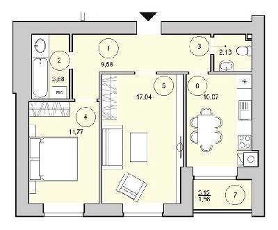 2-комнатная 56.08 м² в ЖК Cherry Town от 12 500 грн/м², г. Вишневое