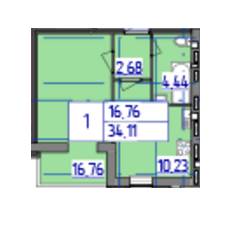 1-комнатная 34.11 м² в ЖК Триумф от 13 300 грн/м², Винница