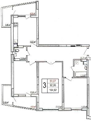 3-кімнатна 104.92 м² в ЖК Південний від забудовника, м. Вишневе