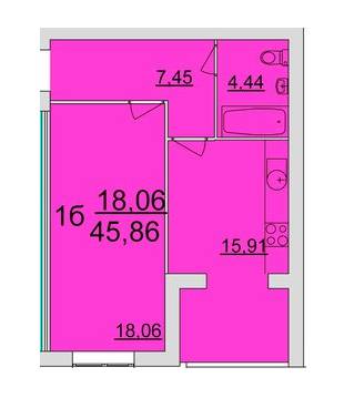 1-комнатная 45.86 м² в ЖК Прованс от застройщика, с. Агрономичное