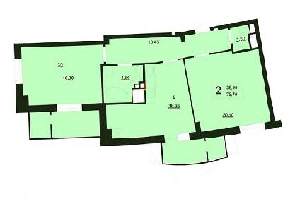2-комнатная 76.7 м² в ЖК Park Tower от застройщика, Винница