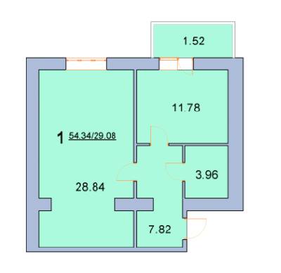 1-комнатная 54.34 м² в ЖК на ул. Новая, 31А, 31Б от 13 000 грн/м², г. Борисполь
