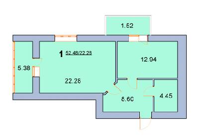 1-комнатная 52.48 м² в ЖК на ул. Новая, 31А, 31Б от 13 000 грн/м², г. Борисполь