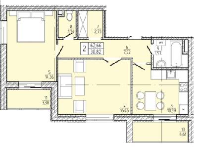 2-комнатная 62.66 м² в ЖД Барвінок от 11 500 грн/м², пгт Гоща
