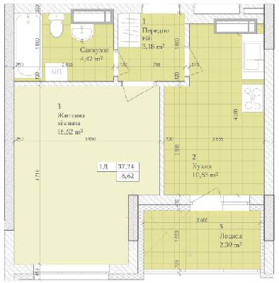 1-комнатная 37.24 м² в ЖК Дніпровська Мрія от 24 000 грн/м², Киев