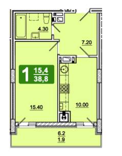 1-комнатная 38.8 м² в ЖК на ул. Под Голоском, 8 от застройщика, Львов
