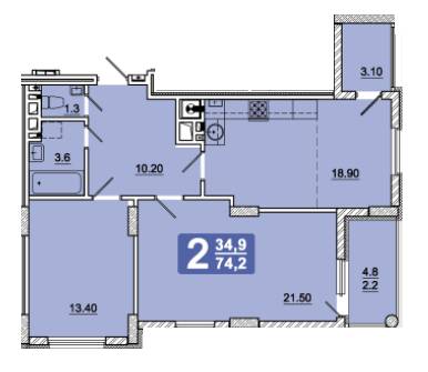 2-комнатная 74.2 м² в ЖК на ул. Под Голоском, 8 от 14 970 грн/м², Львов