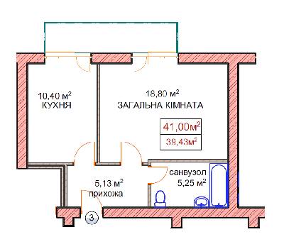 1-кімнатна 41 м² в ЖК Котляревського від 16 700 грн/м², Ужгород