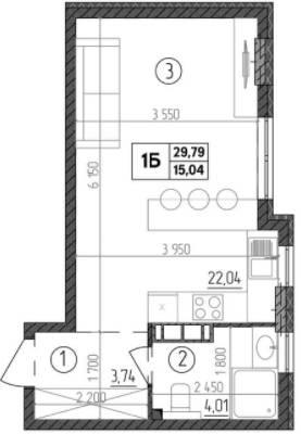 1-комнатная 29.79 м² в ЖК Praga-2 от 15 900 грн/м², Киев