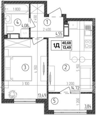 1-комнатная 40.68 м² в ЖК Praga-2 от 15 900 грн/м², Киев