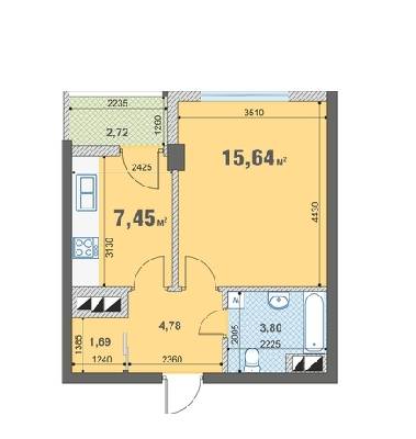 1-кімнатна 34.72 м² в ЖК Богатирський від забудовника, Київ