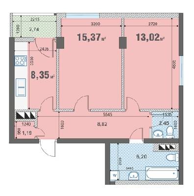 2-кімнатна 56.77 м² в ЖК Богатирський від забудовника, Київ