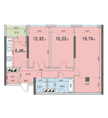 3-кімнатна 74.8 м² в ЖК Богатирський від забудовника, Київ