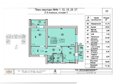 2-комнатная 71.3 м² в ЖК Сказка от застройщика, Киев