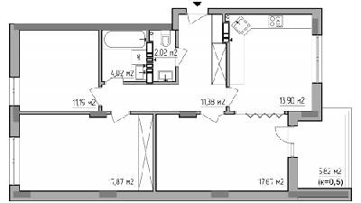 3-кімнатна 83.87 м² в ЖК Акварелі-2 від 13 500 грн/м², м. Вишневе