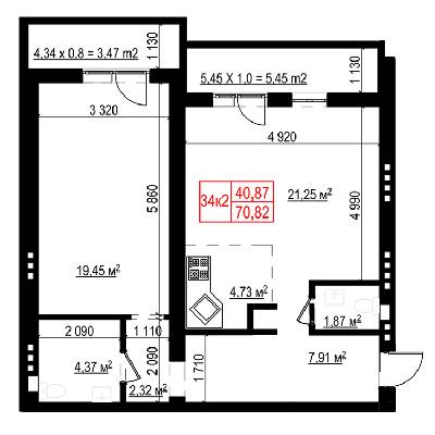 2-кімнатна 70.82 м² в ЖК Панорама від 18 000 грн/м², Київ