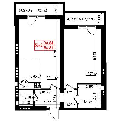 2-кімнатна 64.81 м² в ЖК Панорама від 18 000 грн/м², Київ