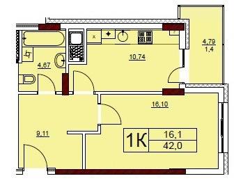 1-комнатная 42 м² в ЖК Велика Британія от застройщика, Львов