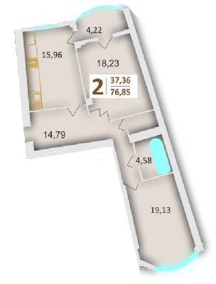 2-кімнатна 76.85 м² в ЖК на вул. Червоної Калини, 58 від забудовника, Львів