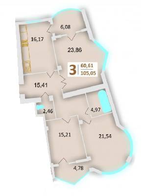 3-кімнатна 105.05 м² в ЖК на вул. Червоної Калини, 58 від забудовника, Львів