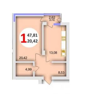 1-кімнатна 47.81 м² в ЖК Еко-дім на Стуса від забудовника, Львів