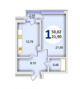 1-кімнатна 50.02 м² в ЖК Еко-дім на Стуса від забудовника, Львів