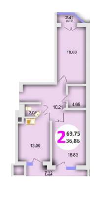 2-кімнатна 69.75 м² в ЖК Еко-дім на Стуса від забудовника, Львів