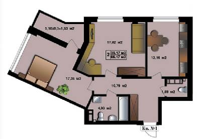 Двухкомнатные в ЖК Квитневый Residence