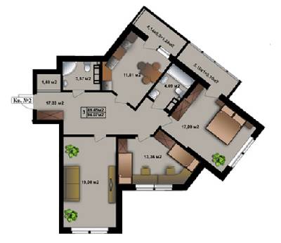 Трехкомнатные в ЖК Квитневый Residence